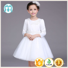 2017 novo modelo de 2 ano de idade menina vestido de pérola em torno do pescoço meninas vestido de festa branco do bebê vestido de princesa